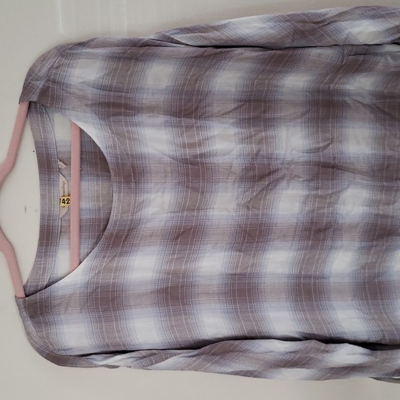 Soft surroundings soft plaid lightweight pullover blouse, long sleeve. Women's L - Picture 2 of 8